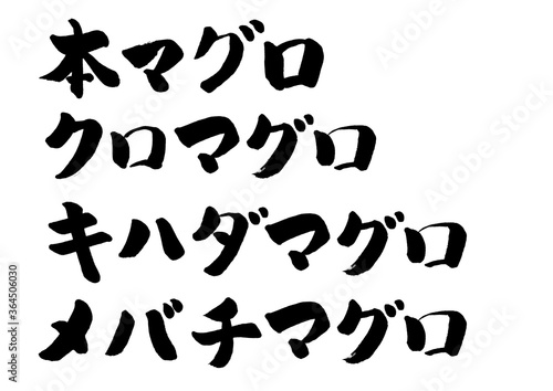 筆書きのマグロの品種の素材セット