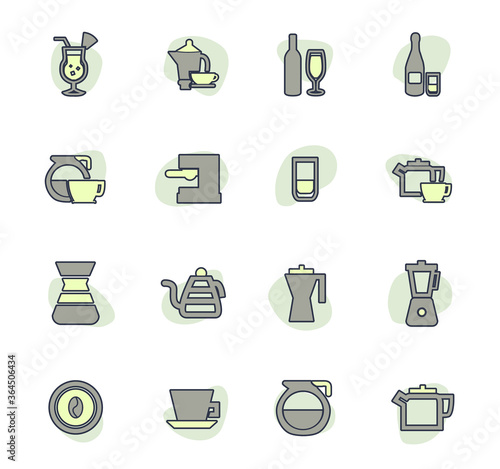 Utensils for the preparation of beverages icons