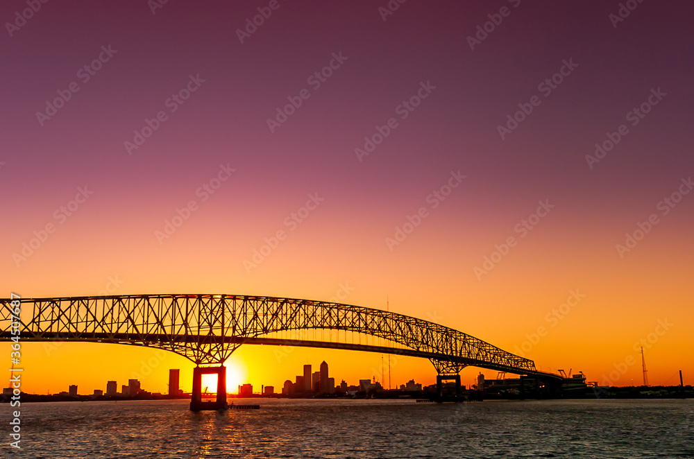 The Hart Bridge over the St Johns River in downtown Jacksonville, Florida
