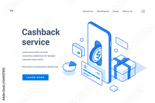 Banner advertising modern cashback service for devices photo