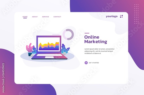 Online marketing Website template design. Modern vector illustration concept of web page design for website and mobile website development. Easy to edit and customize.
