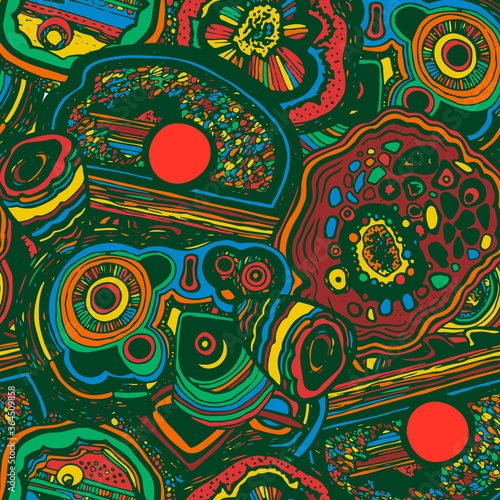 Sketch mineral for decorative design. Druse texture. Abstract colorful background. Stylish multicolor boho pattern. Vector illustration