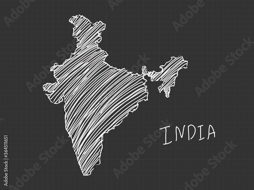 Billede på lærred India map freehand sketch on black background.