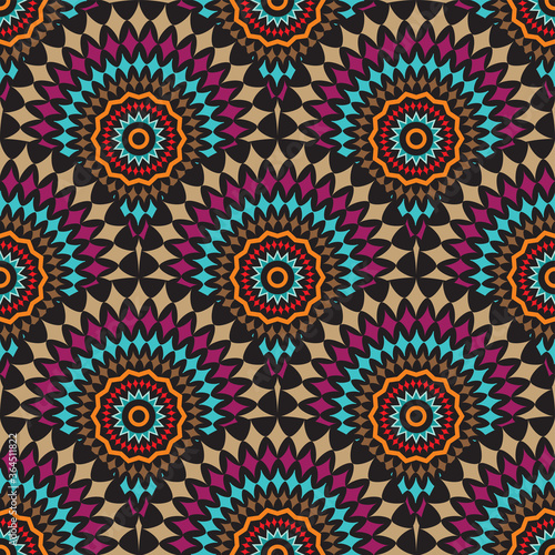 Seamless Vector African Circles Design Pattern for Fabric and Textile Print