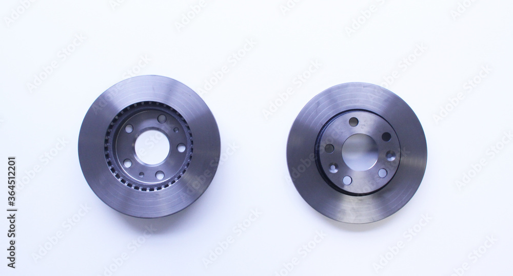 Pair car brake disc isolated on white background, São Paulo, Brazil Pair car brake disc isolated on white background, São Paulo, Brazil