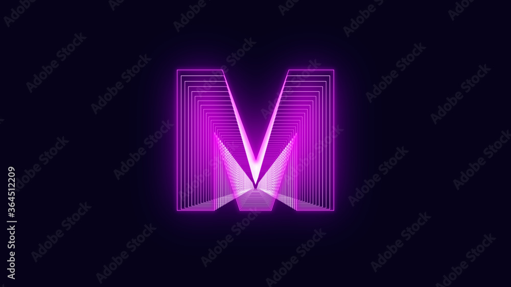Efecto Neo letra M Vector