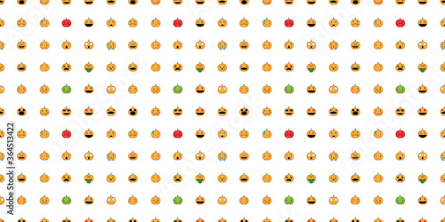 Halloween seamless pattern, Cute pumpkin face on white background, Cute ghost icons.