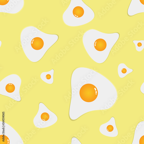 Vector seamless omelette pattern on a light yellow background. For printing on fabric, packaging, napkins, etc.
