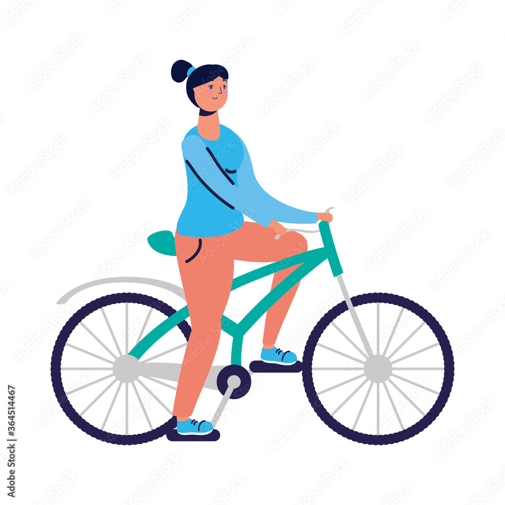 Fototapeta premium young woman female in bicycle character