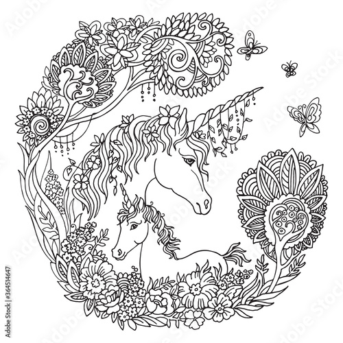 Coloring unicorn vector 1