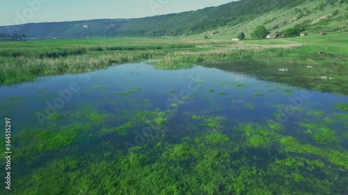 Wallpaper Mural Flight over the River Dniester River. Beautiful view from flying drone. Location place: Moldova republic of. Torontodigital.ca