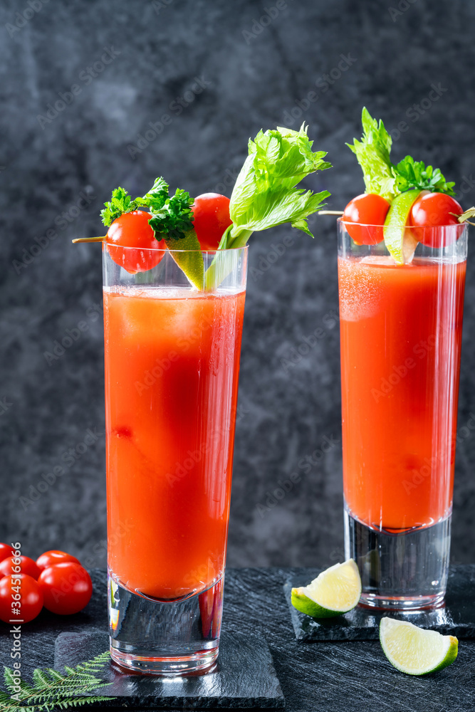 Bloody Mary cocktail with vodka and tomato juice Bloody Mary cocktail with vodka and tomato juice
