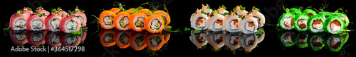 Collection of sushi rolls isolated