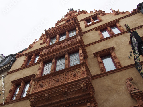 House of heads in Colmar, a lovely little fairy tale village in Alsace, France