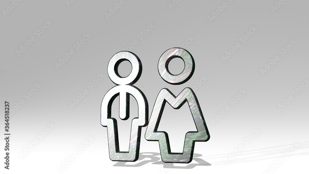 TOILET SIGN made by 3D illustration of a shiny metallic sculpture casting shadow on light background. bathroom and white TOILET SIGN made by 3D illustration of a shiny metallic sculpture casting shadow on light background. bathroom and white