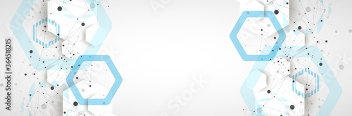 Abstract blue hexagon futuristic background for design works. Science and technology.