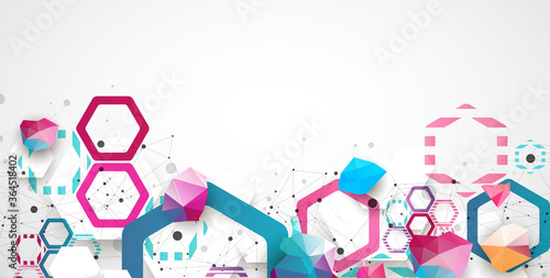 Hexagonal geometric array. Abstract background. Science and connection vector concept.