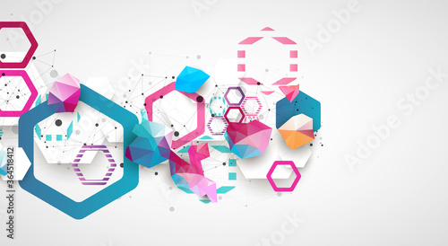 Hexagonal geometric array. Abstract background. Science and connection vector concept.