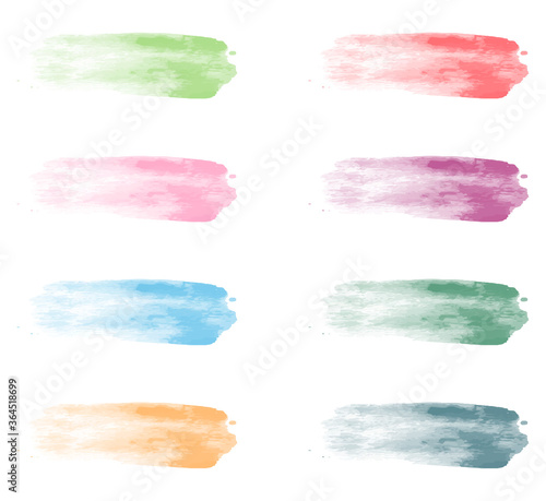collection of pastel watercolor brush strokes isolated on white background vector illustration