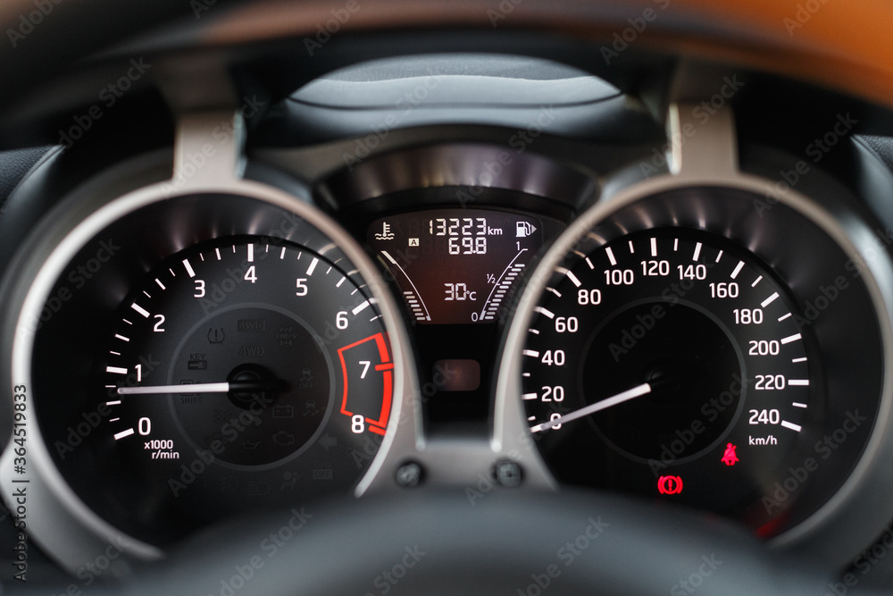 Naklejka premium Close up of car dashboard