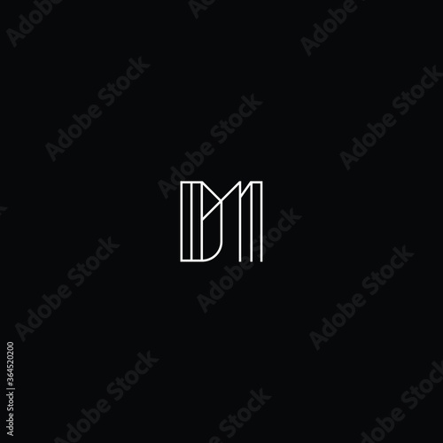 Letter DM or M1 logo design in futuristic style with multiple lines