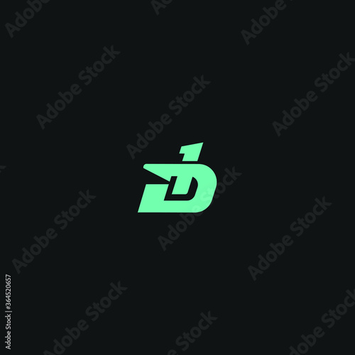 D1 or 1D initial based logo design icon for sports brand