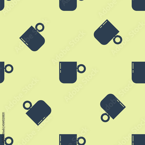 Blue Coffee cup icon isolated seamless pattern on yellow background. Tea cup. Hot drink coffee. Vector.