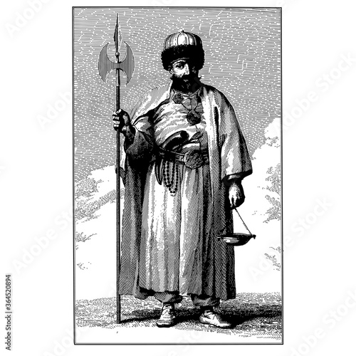 Vintage engraving of Bektashi Dervish
