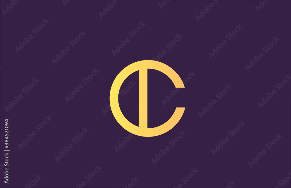 C purple yellow alphabet letter logo icon for company. Simple line design for business C purple yellow alphabet letter logo icon for company. Simple line design for business