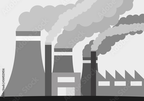 Fábricas y chimeneas emitiendo contaminación y humo.