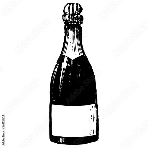 Vintage engraving of inside of a champaigne bottle