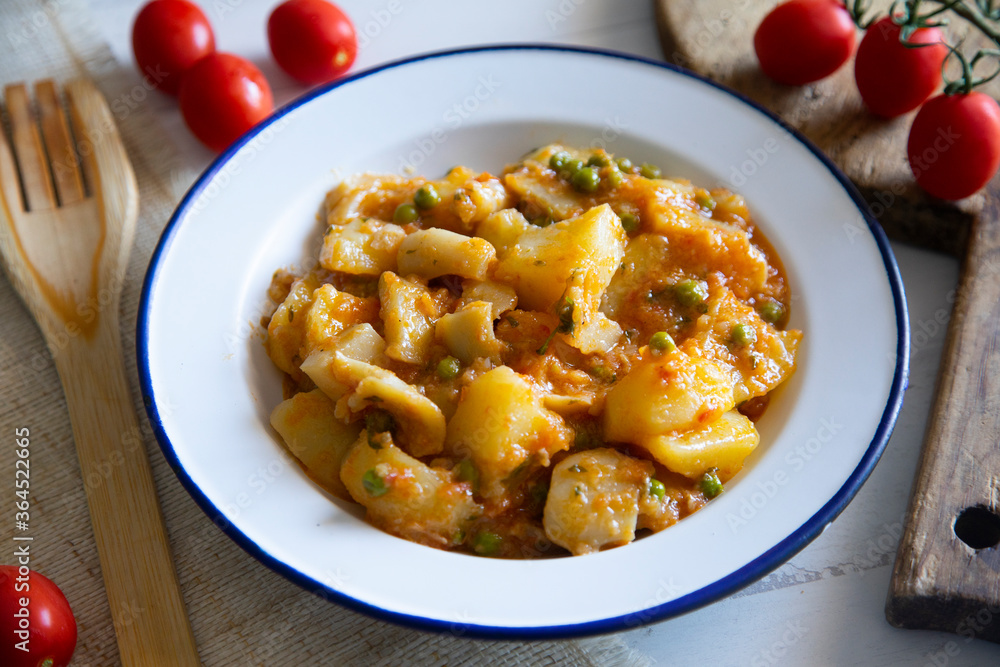 Cuttlefish stew with potatoes, spanish recipe Cuttlefish stew with potatoes, spanish recipe