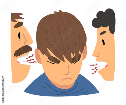 Conflict with Parents, Angry Mother and Father Having a Quarrel Arguing with Rebellious Teen Son Vector Illustration