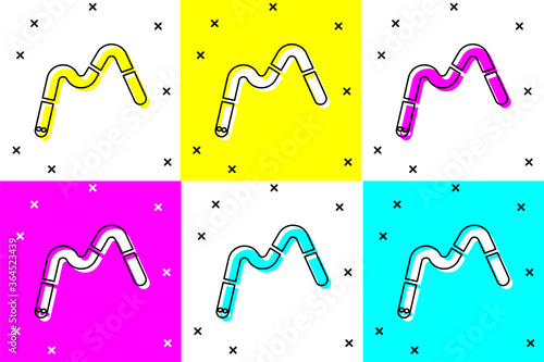 Set Jelly worms candy icon isolated on color background. Vector.
