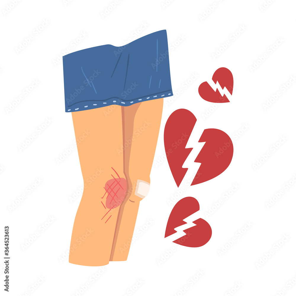 Broken Knees of Teen Girl, Teenage Harassment, Teenager Girl Victim Vector Illustration Broken Knees of Teen Girl, Teenage Harassment, Teenager Girl Victim Vector Illustration