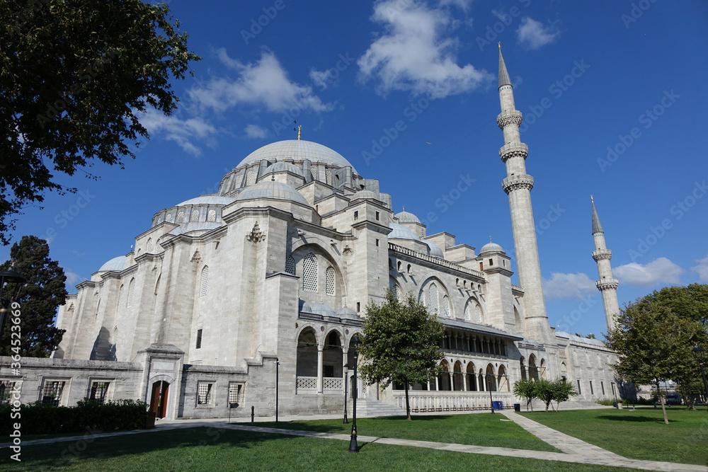 Fototapeta premium TURKEY SULEIMAN MOSQUE FRONTAL VIEW. INSTANBUL