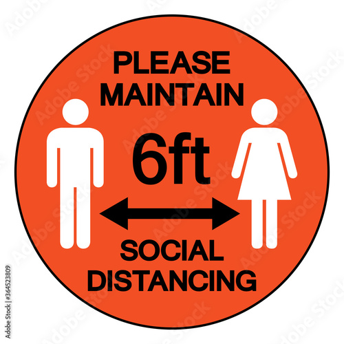 Please Maintain 6 Ft Social Distancing Symbol, Vector  Illustration, Isolated On White Background Label. EPS10