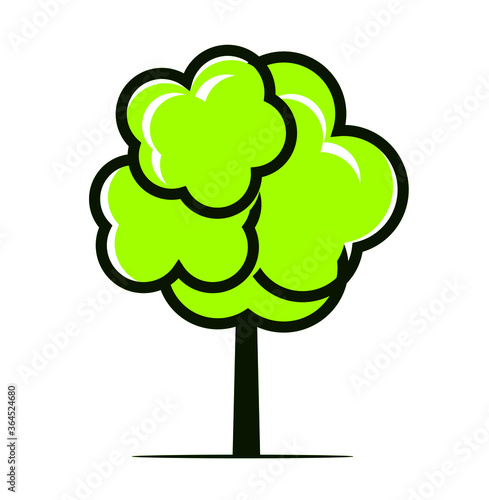 Green Summer Tree. Vector outline Icon and Pictogram. Plant in Garden. EPS file