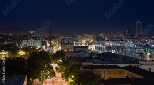 Barcelona sunset day to night at port 