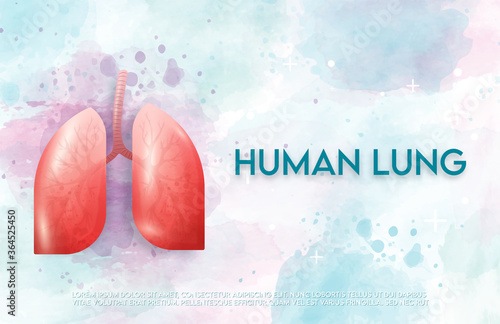 Human lung and treatment watercolor style. A concept hospital for wallpaper and web.