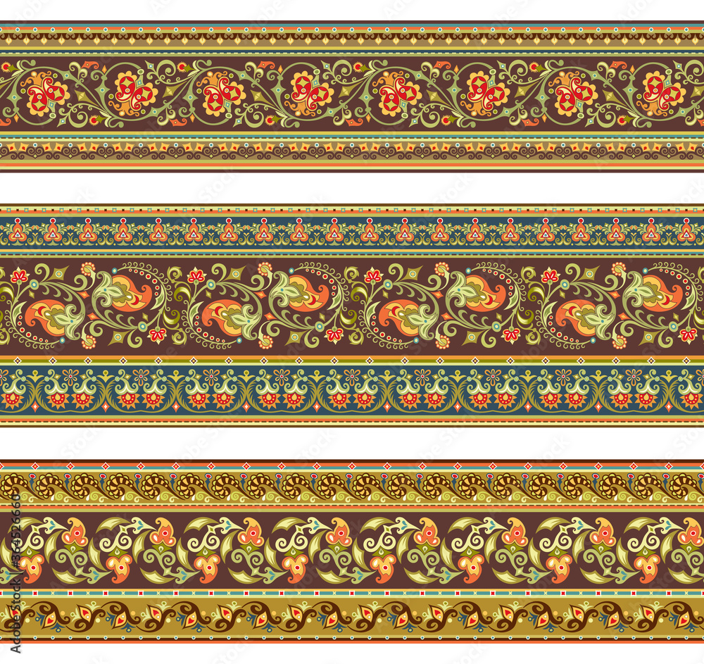 Abstract ethnic stripes. Ornamental borders set Abstract ethnic stripes. Ornamental borders set