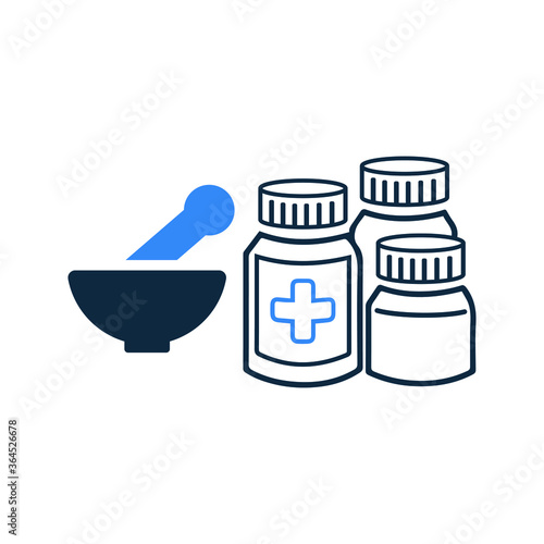 Mortar, pestle, pharmacy icon design
