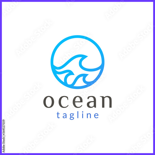 Sea wave logo design line art