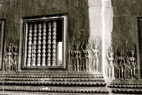 old window in a stone wall
