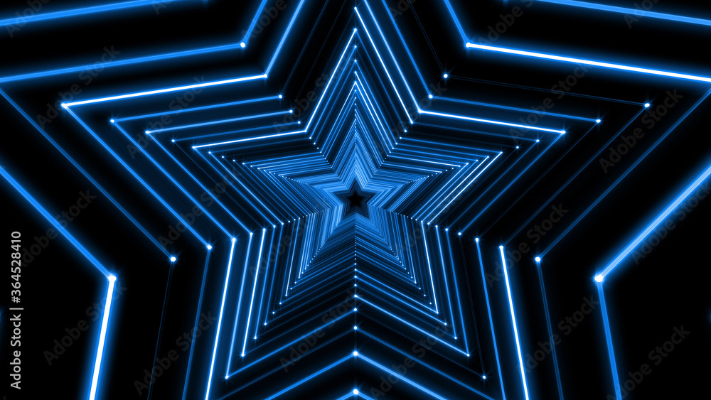 Star Tunnel Neon Light Disco Tube abstract 3D illustration background. Star Tunnel Neon Light Disco Tube abstract 3D illustration background.