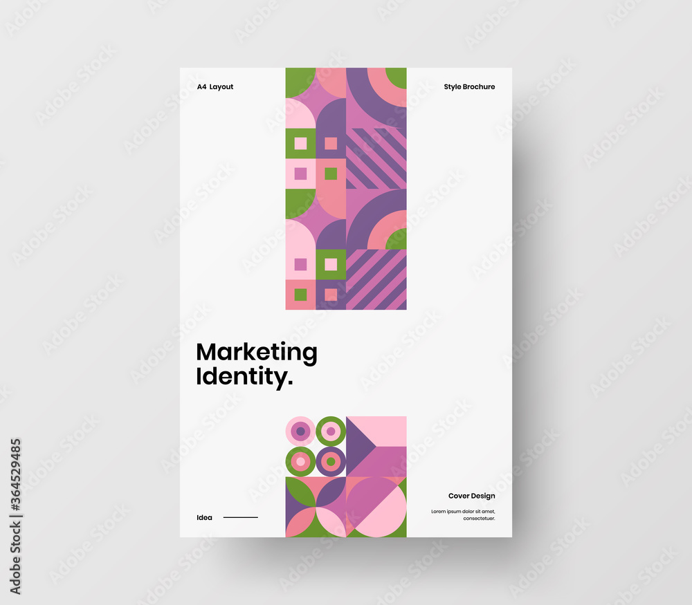 Fototapeta premium Amazing business presentation vector A4 vertical orientation front page mock up. Modern corporate report cover abstract geometric illustration design layout. Company identity brochure template.