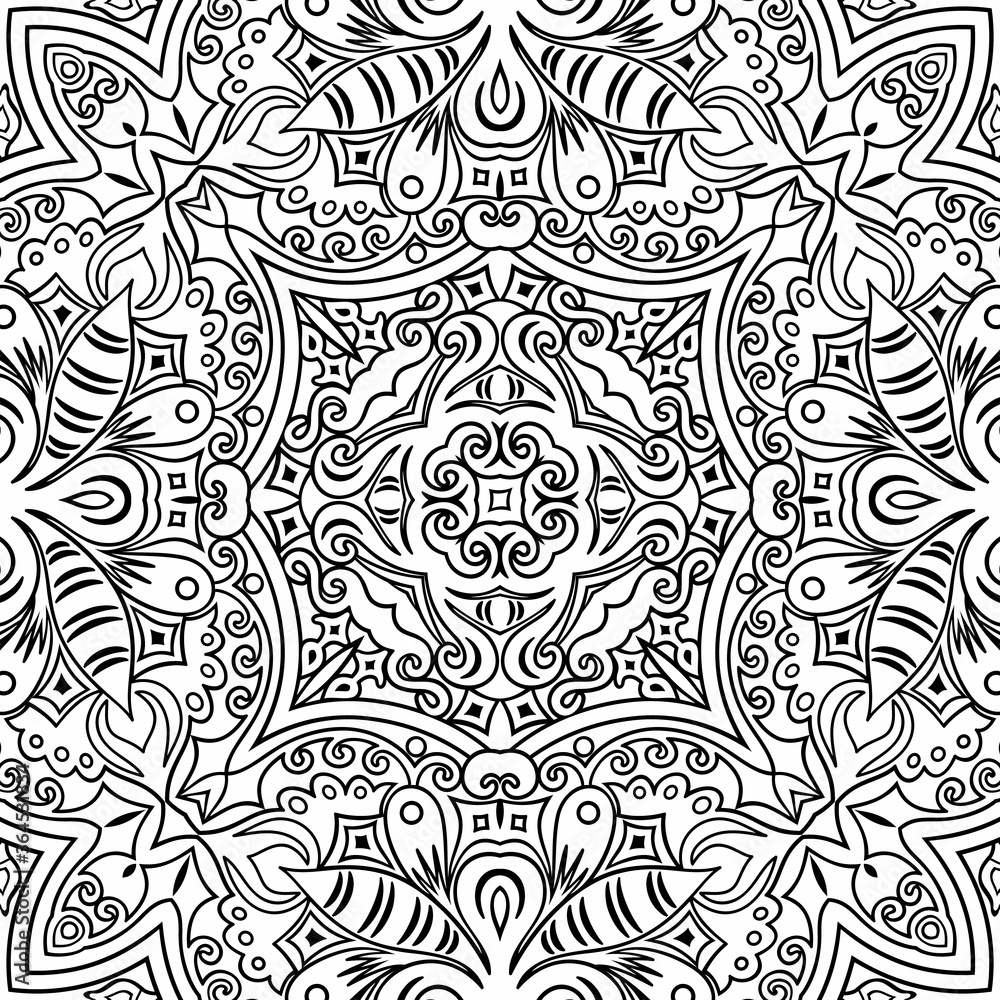 Vector ethnic line art hand drawn background Vector ethnic line art hand drawn background
