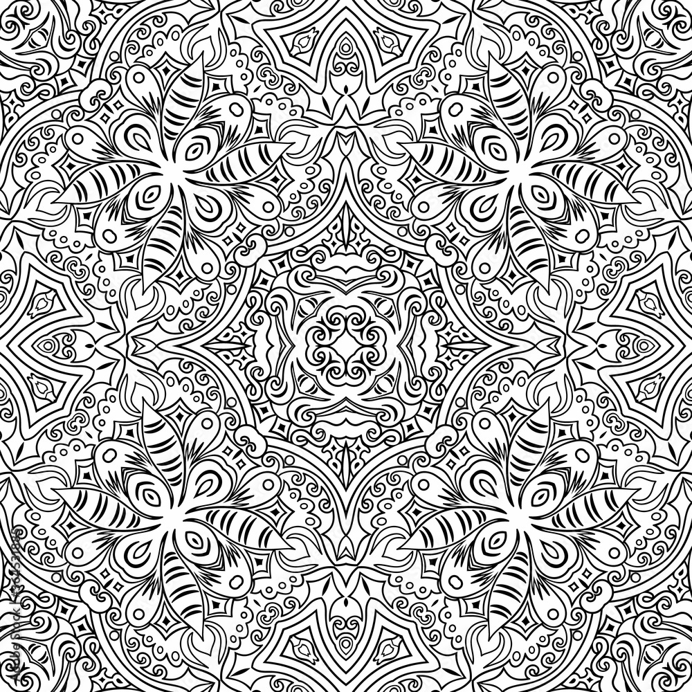 Fototapeta premium Vector ethnic line art hand drawn background