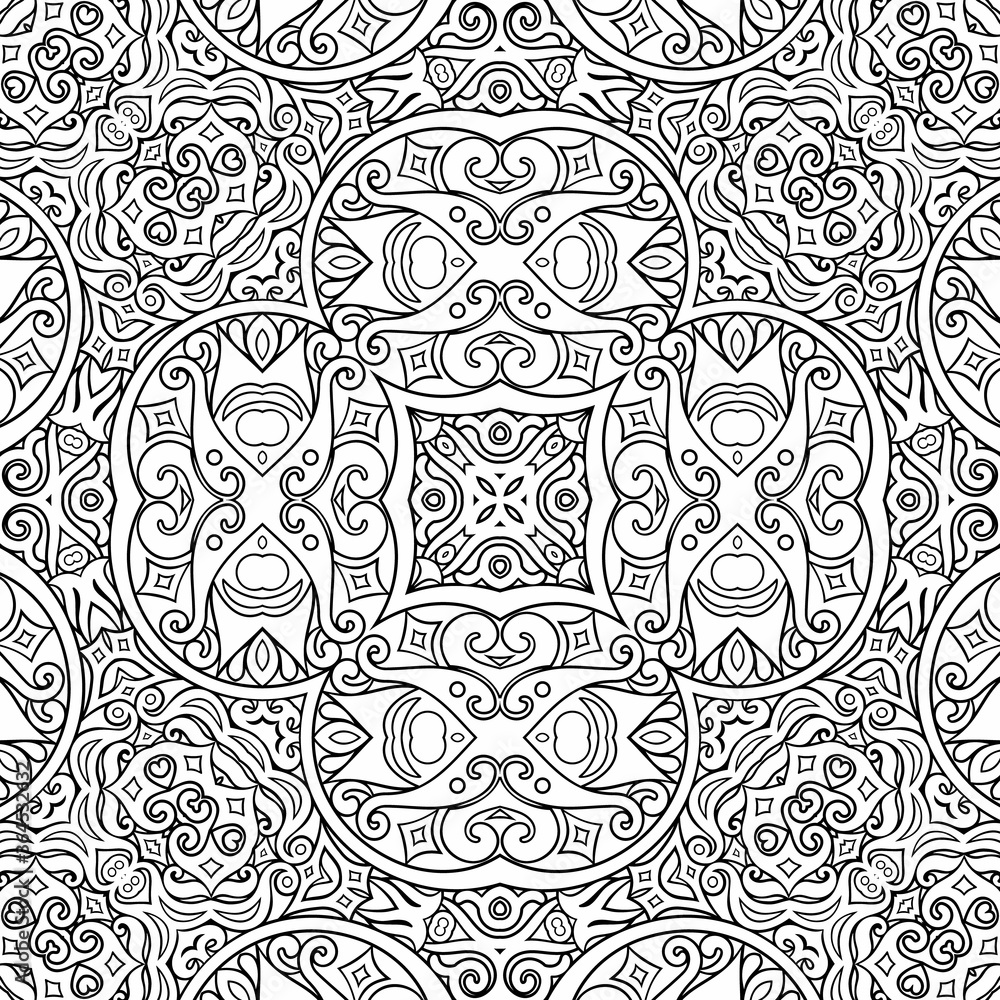 Fototapeta premium Vector ethnic line art hand drawn background