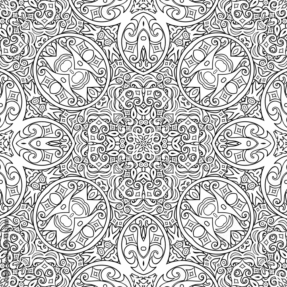 Vector ethnic line art hand drawn background Vector ethnic line art hand drawn background
